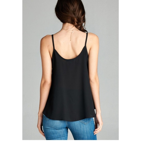 NWT Double Scoop Neck Swing Cami Top, Black - Picture 2 of 4
